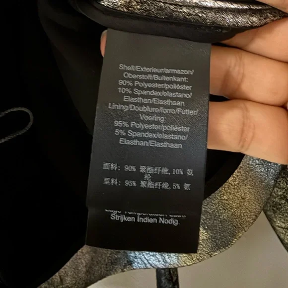 NWT Donna Karan Belted Metallic Silver Women's Flyaway Jacket - Picture 7 of 10